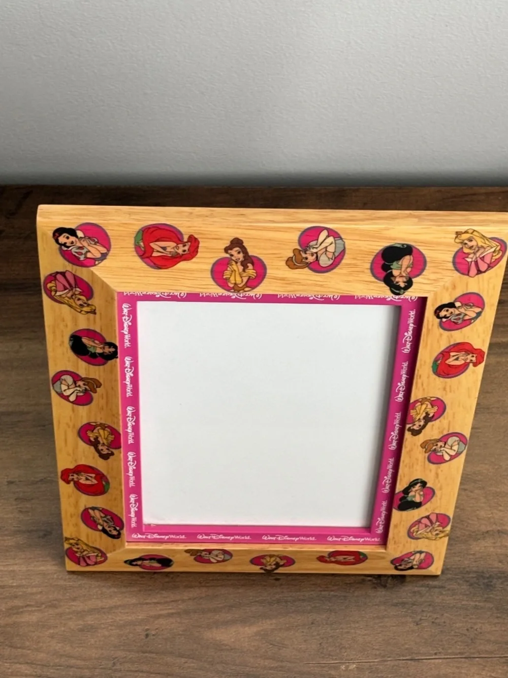 Walt Disney World Wooden 5x7 Princess Pattern Photo Picture Frame Ariel Belle